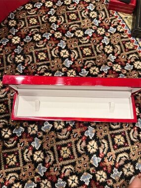 Red wooden Jewelry Gift Box with White Interior -